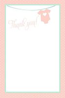 30 Blank Thank You Cards Pink Mint Baby Clothes Polka Dots Design Shower Birthday Engagement Party + 30 White Envelopes