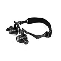 PAN Head Magnifying Glass Headset Eyeglasses with Light Jewelers Loupe 10X 15X 20X 25X Interchangeable Lenses Lighted Headband Magnifier for Watch/Electronic Repair
