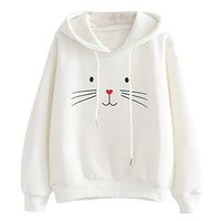 Kemilove 2018 New Women Autumn Long Sleeve Cat Printing Hooded Sweatshirt Blouse Tops Sweatshirt