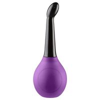 Cloud 9 Novelties Premium Deluxe Enema Douche EZ Squeeze Bulb with Soft Tip and Non Tip Base Comfort Curved PVC Nozzle, Purple/Black