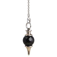 GEM-inside Globular Natural Black Agate 1.57" Dowsing Chakra Pendulum for Divination Real Stone Reiki Pendant Necklaces for Women Energy Healing