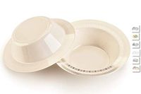 " OCCASIONS" 40 Bowls Pack, Heavyweight Disposable Wedding Party Plastic Bowls (6 oz Dessert Bowls, Lace Ivory & Gold)