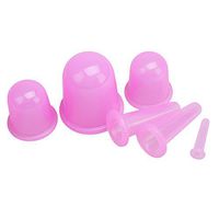 ROSENICE Massage Cupping 6pcs Silicone Medical Vacuum Massaging Tools Body Facial Therapy Cupping Cups(Pink)