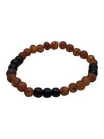 Baltic Amber Adult Bracelet - Blocks Radiation - Pain Relief for Carpel Tunnel, Arthritis, Migraines - Certified Amber and Gemstones (Raw Cognac + Shungite)