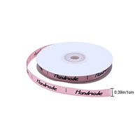 OULII Printed Satin Ribbon Handmade Design Gift Packing Ribbon for Wedding DIY Crafts Gift Packing Belt Baking Accessories 1cm x 22m (Pink)