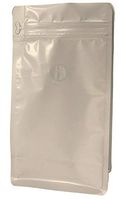 16oz Coffee Bag with Degassing Valve and Zipper (White)