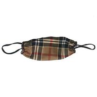 Adult Unisex Stretchy Washable 2 Ply Ear Loop Fashion Face Mask for Festival Rave Protection One Size (0-13) Tan Modern Plaid