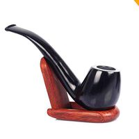 Pipe Black Ebony Stand Rack Wooden Tobacco Fold Shelf Stand Holder Rack Collection Display Fashion Pipe (Black)