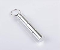 Heyuni.1pc Waterproof Aluminum Pill Bottle Organizer Box Case Drug Holder Keychain Container Travel Medicine Storage