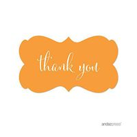 Andaz Press Fancy Frame Rectangular Label Stickers, Thank You, Orange, 36-Pack