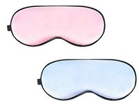 MINILUJIA Super Soft Natural Silk Sleep Mask for Kids Travel Relax with Adjustable Strap Silk Eye Mask for Sleeping Blocking Light 2 Pack (Pink/Blue)