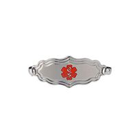 Divoti Custom Engraved 316L Medical ID Tags - Victorian Art Deco Womens Medical ID Tag for Bracelet - Horizontally Connect - TP Red