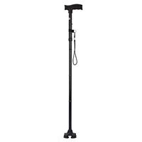 Elderly and Disabled Crutches- Thickened Aluminum Alloy Folding Cane 4 Section Telescopic Adjustable Height Walking Stick Anti-Slip Elderly Four-Legged Cane (Color : Black, Size : 96cm x 10cm)