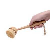 Sabo Bamboo Dish Brush Scrubber with Natural Fiber Sisal Bristles and Bamboo Handle for Cleaning Dishes and Pots