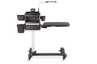 atHand Overbed Table System Bundle: The ONLY Tray Table with Storage Drawers, Charging Ports, Extra Power Outlets & Reading Lights. for Bed Or Chair Side. Incl Accessory Kit (Black, Left Side)