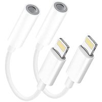 Apple MFi Certified 2 Pack Lightning to 3.5 mm Headphone Jack Adapter,iPhone to 3.5mm Audio Aux Jack Adapter Dongle Cable Converter Compatible with iPhone 12 11 Pro XR XS Max X 8 7 iPad
