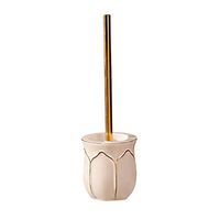 Yyqx Toilet Brush Ceramics Toilet Brush and Holder Holder for Bathroom Toilet Toilet Brush Set Stainless Steel Handle Loo Brush Toilet Bowl Brush Set (Color : Beige, Size : A)