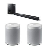 Yamaha MusicCast BAR 400 200W 3.1-Channel Soundbar System - with 2 Pack WX-021 MusicCast 20 Wireless Speaker, White