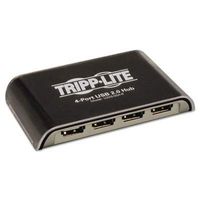 TRIPPLITE U225004R 4-Port USB Mini Hub, 3-1/4w x 2-3/4d x 3/4h, Black/Silver