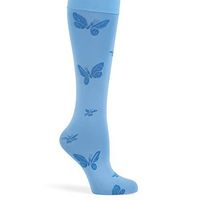 Butterfly Compression Knee High Socks for Women - Promotes Better Circulation, Eases Leg Strain, Swelling, Light Blue, Fits Women's Shoe Sizes 9-11 - Made in The USA