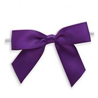 Weststone 50pcs Satin Purple Bows 3 1/2" Span x 2" Tail, Ribbon Width 1", Pre-Tied Bows or Self-Adhesive Bows