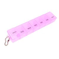 uxcell Rectangular Clear Pink Plastic 7 Day Pill Box Organizer Case