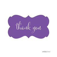 Andaz Press Fancy Frame Rectangular Label Stickers, Thank You, Purple, 36-Pack