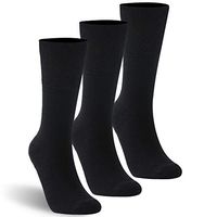 KitNSox Men's Women's Diabetic Extra Wide Non-Binding Loose Top Crew Socks with Half Cushion, Seamless Toe 3 Pairs Black L