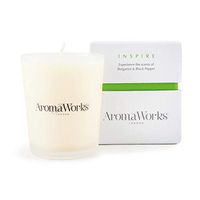 AromaWorks Inspire Soy Wax Candle - Black Pepper, Lime and Bergamot Aromas - Revive, Energize & Motivate - Natural, Vegan, Cruelty Free - Small 2.64oz