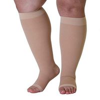 Made in the USA - Plus Size 3XL Compression Socks 20-30mmHg Extra Wide Calf Compression Stockings - Support Hose for woman - Support socks for men – Open Toe Beige XXX-L - A211BE6
