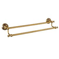 AUSWIND Antique Bronze Brushed Brass&Carved Wall Mounted Double Towel Bar Bathroom Hardware HW