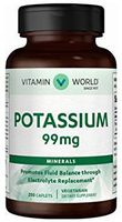 Vitamin World Potassium 99mg, Minerals Promotes Fluid Balance Through, Electrolyte Replacement, Vegetarian Dietary Supplement