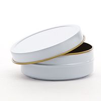 24ea - 2 Oz White Shallow Round Stackable Tin Can-Pk | Diameter - 2 1/2"