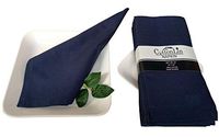Cloth Napkin in Cotton Solid Plain Hemmed - Oversized 20x20 inches, Mitered Corners, Wedding Napkins,Cocktails Napkins. Machine Washable Dinner Napkins Pack of 12-20x20 Navy