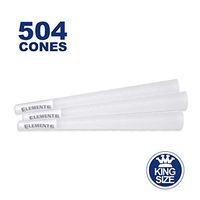 Elements 504 King Size Rice Cones - W Gallery Box - Ultra Thin 109mm Pre Rolled Cones, 26mm Filter Tips, Natural White Unbleached Unrefined Rolling Papers, Bulk Pack Bundle, Compare RAW 110mm KS