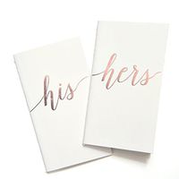 Ling's moment Vow Books Set of 2 His and Hers White & Rose Gold Paper Wedding Vow Books Elegant Vow Journal Wedding Keepsake Vows Booklet