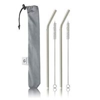 finessCity Titanium Straw Extra Strong Ultra Lightweight (Ti) Resuable Straws with 9.3" (236mm) Length & 0.28" (7.2mm) Diameter, Drinking Straw for Home Use/Travel/Camping in Cloth Case (Straw 2 Unit)