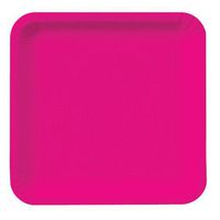 Creative Converting Touch of Color 18 Count Square Paper Dinner Plates, Hot Magenta , 9" - 463277