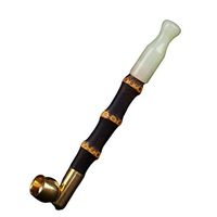 LEZDPP Handmade Purple Bamboo Sticks Jade Mouth Dry Tobacco Bag Vintage Men's Pipe Pure Copper Dual-use Pot Grandpa Gift