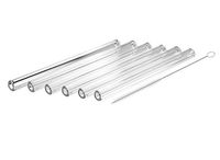 STRAWGRACE Handmade Clear Glass Straws, Short, straight - independently tested in DE - 13 cm x 10 mm - 6 Pack With Brush - Glass Drinking Straws, Ideal for Smoothie etc - Healthy, Reusable, BPA Free