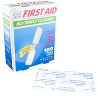 Butterfly Closure Bandage, Flexible Waterproof Bandages, White, 2.75 x .5 Inch, 100 Pack