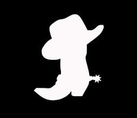 Makarios LLC Cowboy Boot hat spur Cars Trucks Vans Walls Laptop MKR| White |5.5 x 4.5|MKR657