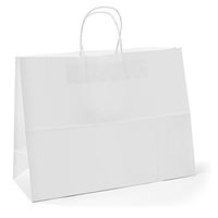 GSSUSA 16x6x12 Inches 50Pc Kraft Paper Bags with Handles Bulk White Paper Shopping Bags Grocery Bags Mechandise Retail Bags, 100% Recyclable Large Paper Gift Bags 100% Recyclable Paper