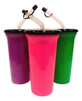 3 Large Tumblers with Lids and Straws with Tips, Hold 32 Ounces to Brim. Colors: 1 each Pink, Purple, Green.