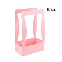 Wenje Portable Box Flower Bouquet Folded Gift Packaging Box Wrap Box 6 Pcs Pink