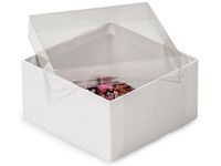 Pack of 100, 3.5 x 3.5 x 2" Clear Lid Boxes w/White Bases Perfect for Greeting Cards, Stationery, Packaged Gourmet Products & Bath & Body