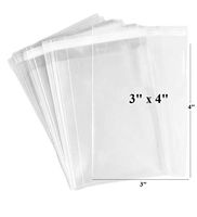 200ct Adhesive Treat Bags 3x4 Clear - 1.4 mils Thick Self Sealing OPP Plastic Bags for Bakery Cookies Christmas Party Decorative Gift Bags (3" x 4" - 200ct)