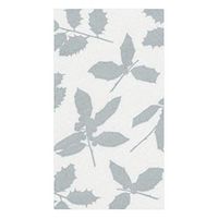 Caspari Holly Silhouettes Paper Linen Guest Towel Napkins in Ivory & Silver, Four Packs of 12