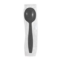 Karat U3532B 5.6" Poly-Wrapped Heavy-Weight Disposable Soup Spoon, Black (Pack of 1000)