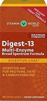 Vitamin World Digest-13 Multi-Enzyme Broad Spectrum Formula Maximum Strength 60 Coated caplets